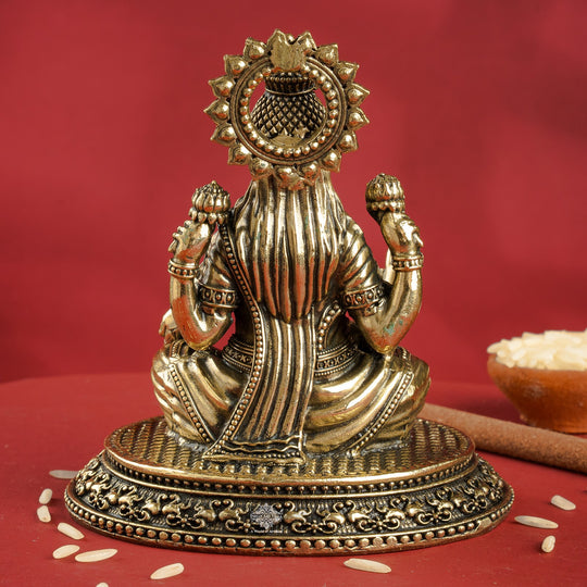 Pure Brass Laxmi Ji Murti 9 cm- Brass Murti for Wealth & Prosperity