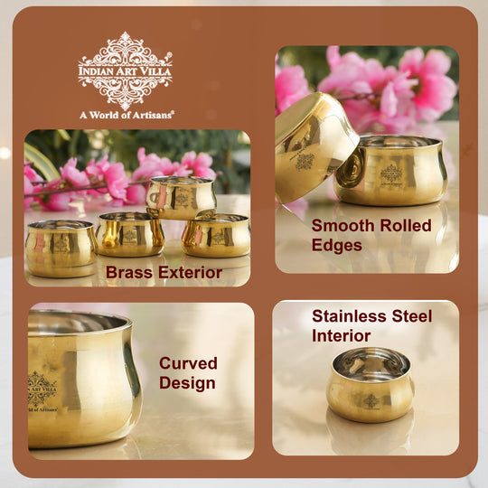 Steel Brass Curved Chuttni Bowl, Volume-75 ML