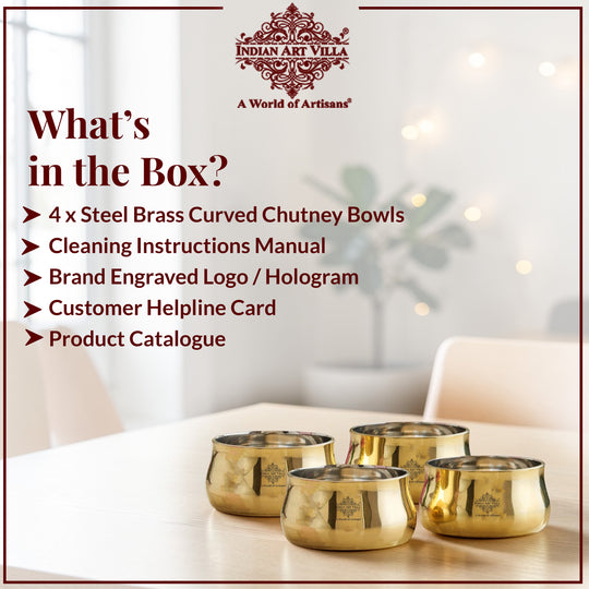 Steel Brass Curved Chuttni Bowl, Volume-75 ML