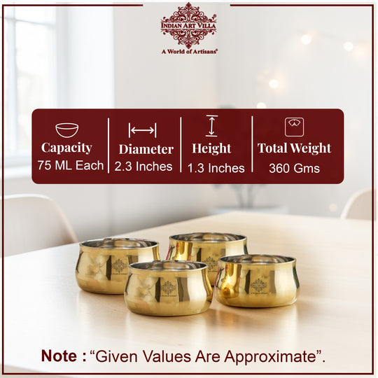 Steel Brass Curved Chuttni Bowl, Volume-75 ML