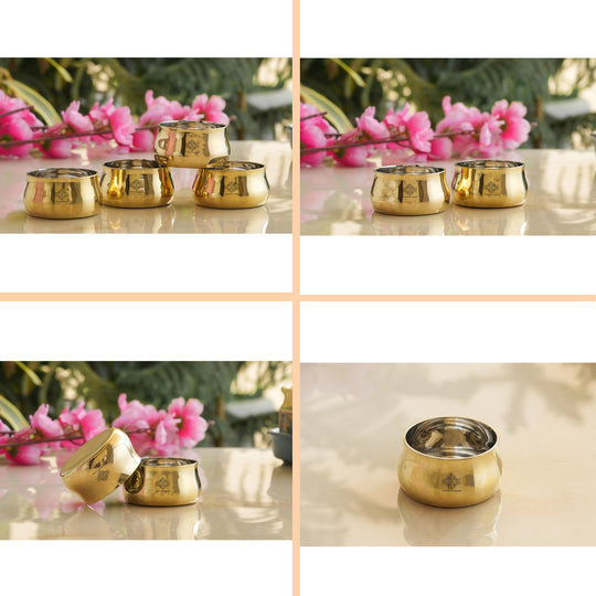 Steel Brass Curved Chuttni Bowl, Volume-75 ML