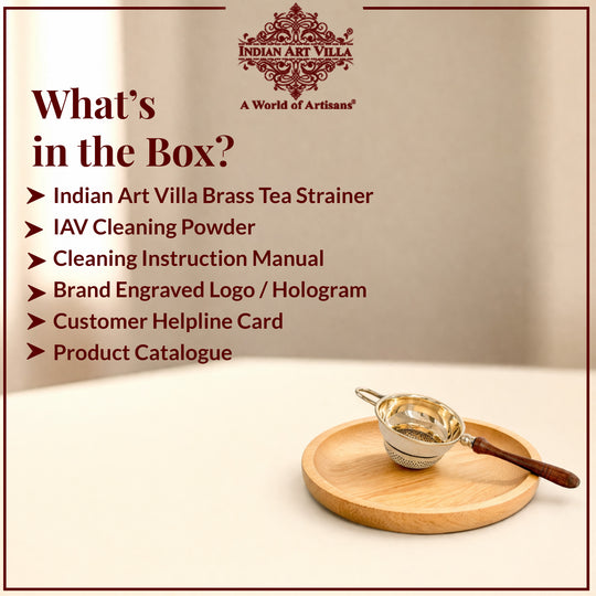 Brass Strainer/Chalni with wooden Handle,7.5 inch length