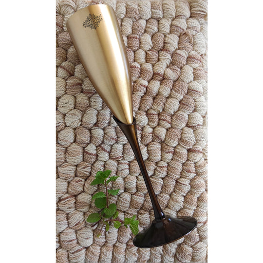 Brass Finish Embossed Design Flute Champagne Glass, Bareware, Bar Accessories & Tools For Bars, Catering Venues, Home, Office, Party, Hotels, Volume- 200 ML