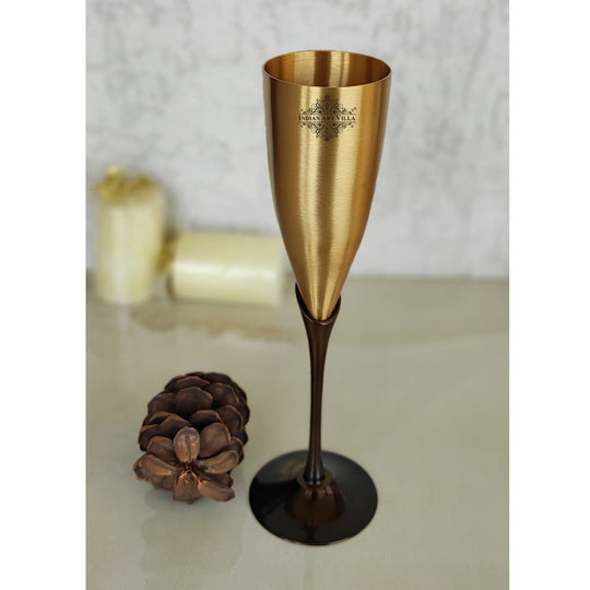Brass Champagne Flute Glass Set with Velvet Box – 200 ML