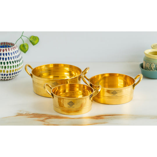 Pure Brass Serving Sauce Pan with Dual Handles - (Serving Only)