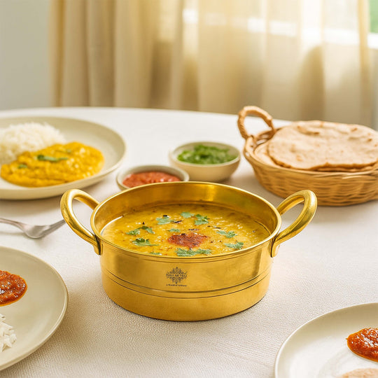 Pure Brass Serving Sauce Pan with Dual Handles - (Serving Only)