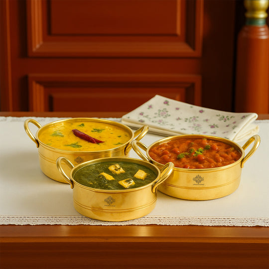 Pure Brass Serving Sauce Pan with Dual Handles - (Serving Only)