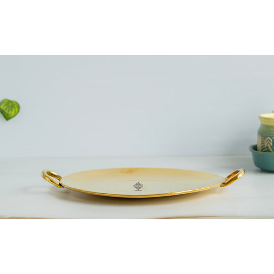 Elegant Brass Tawa with Dual Handles, Traditional Indian Cookware