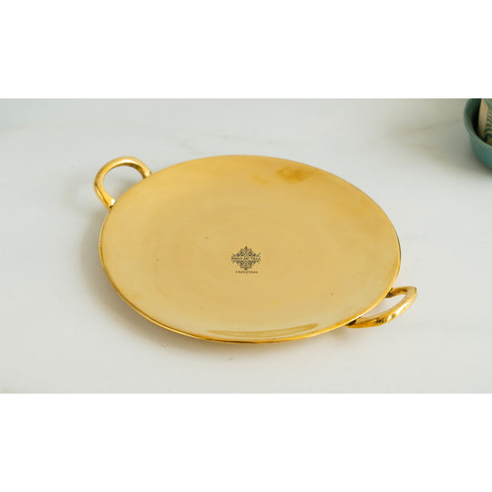 Elegant Brass Tawa with Dual Handles, Traditional Indian Cookware