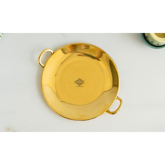 Elegant Brass Tawa with Dual Handles, Traditional Indian Cookware