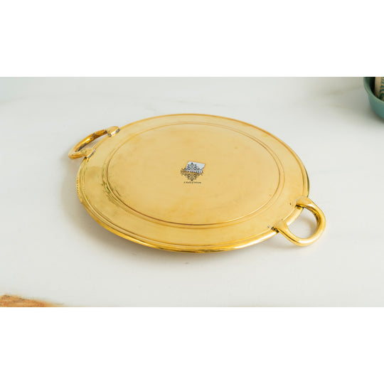 Elegant Brass Tawa with Dual Handles, Traditional Indian Cookware