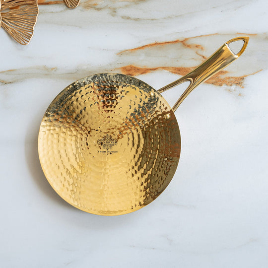 Brass Tawa With Handle With Hammered Design