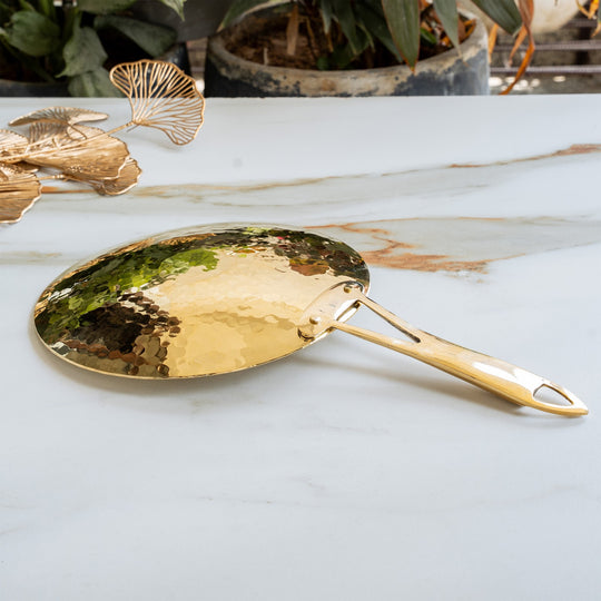 Brass Tawa With Handle With Hammered Design