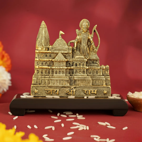 Pure Brass Ram Ayodhya Temple 3D Wooden Replica