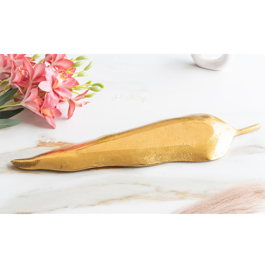 Brass  Antique Lacquer Matte Finish Tray with Leaf Design Platter, 51 cm –  Perfect For Festivals & Special Occasions