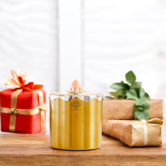 Silver-Plated & Brass Multipurpose Box with Lotus Design Lid, Gold & Silver Finish, Elegant Decorative Box for Dry Fruits, Sweets And Gifting