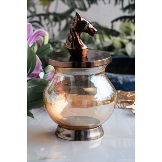 Horse head decorative storage jar 2000 ML side view — Indian Art Villa