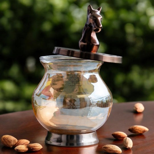 Horse head decorative storage jar 2000 ML white background — Indian Art Villa