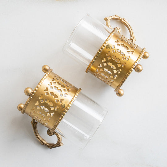 Pure Brass Tea Cup Set of 2,& 4with Black Velvet Gift Box-170 ML