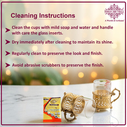 Pure Brass Tea Cup Set of 2,& 4with Black Velvet Gift Box-170 ML