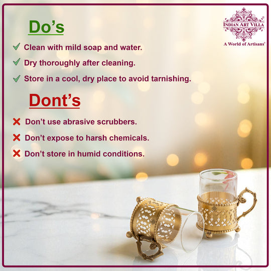 Pure Brass Tea Cup Set of 2,& 4with Black Velvet Gift Box-170 ML