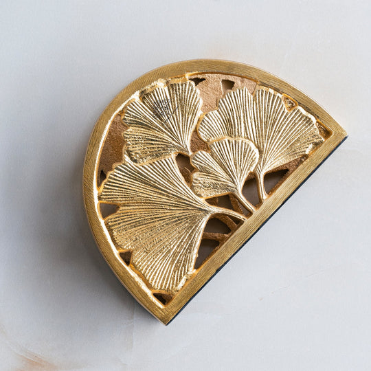 Brass Embossed Flower Design Napkin Holder