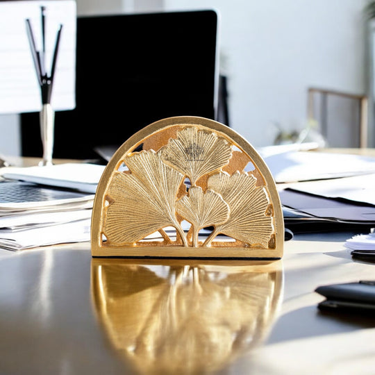 Brass Embossed Flower Design Napkin Holder