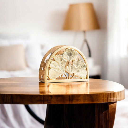 Brass Embossed Flower Design Napkin Holder