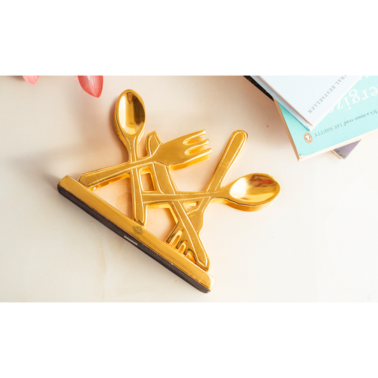 Gold Finish Napkin/Tissue Paper Holder – Elegant Cutlery Design, Decorative Table Accessory for Home, Office, Restaurants, and Gifting