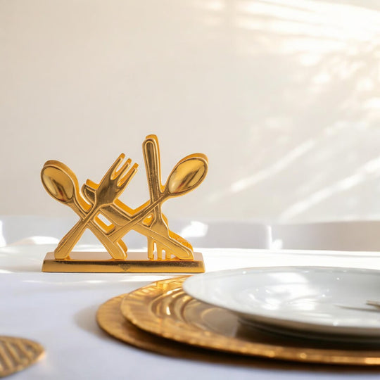 Gold Finish Napkin/Tissue Paper Holder – Elegant Cutlery Design, Decorative Table Accessory for Home, Office, Restaurants, and Gifting