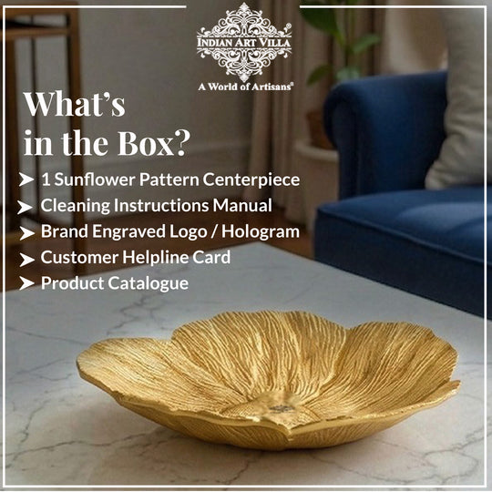 Brass Finish Sunflower Design Tray 13.5 Inches