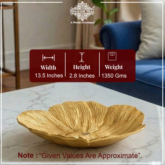 Brass Finish Sunflower Design Tray 13.5 Inches