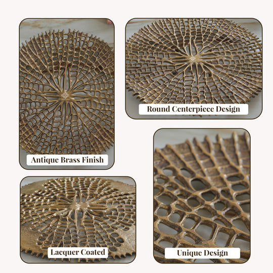 Brass Finish Round Tray 15 Inches