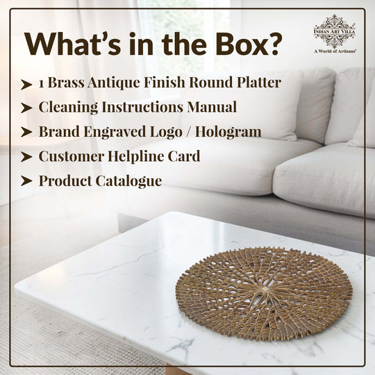 Brass Finish Round Tray 15 Inches