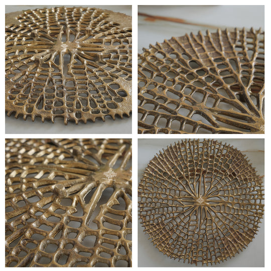 Brass Finish Round Tray 15 Inches