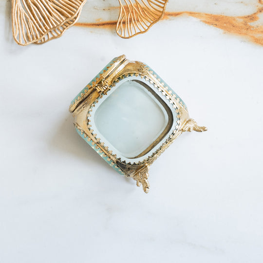 Multipupose Decorative Box with Glass and Brass with Velvet Gift Box