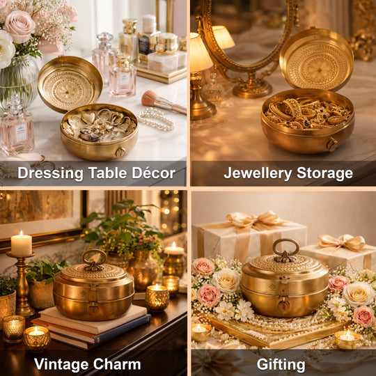 Brass Jewellery Box With Antique Matt Finish