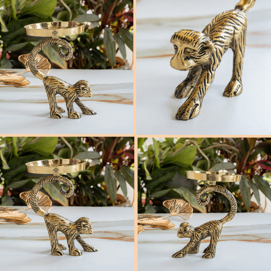 Brass Finish Aluminium Monkey Showpiece