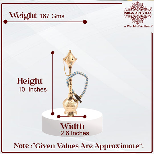 Brass Hookah With Gold Finish Handmade Embossed Design - Showpiece, Home Decor
