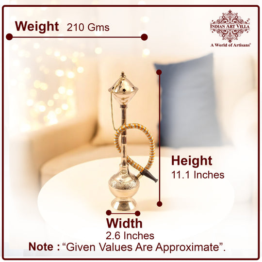 Brass Hookah With Gold Finish Handmade Embossed Design - Showpiece, Home Decor