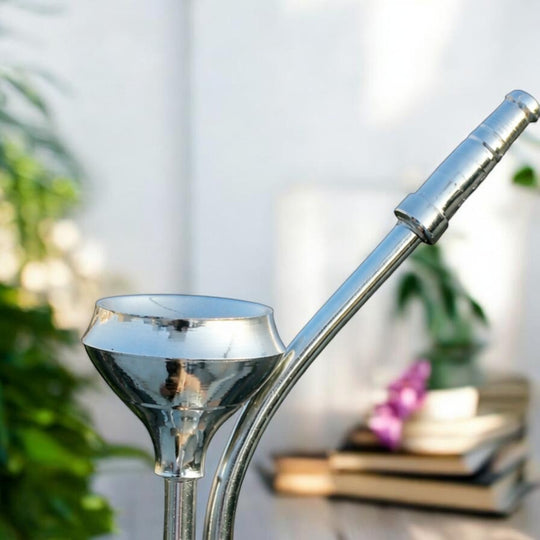 Pure Brass Chrome Finish Designer Mini Hookah Showpiece - Home Decor