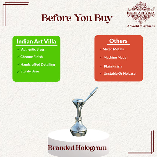 Pure Brass Chrome Finish Designer Mini Hookah Showpiece - Home Decor