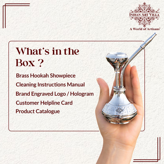Pure Brass Chrome Finish Designer Mini Hookah Showpiece - Home Decor