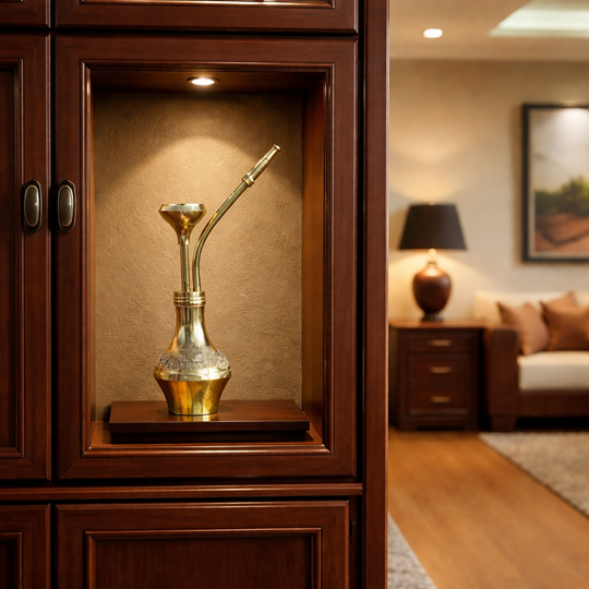 Gold Finish Designer Brass Mini Pocket Hookah Chillum for Home Decor