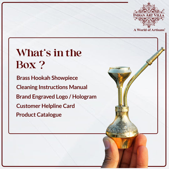 Gold Finish Designer Brass Mini Pocket Hookah Chillum for Home Decor