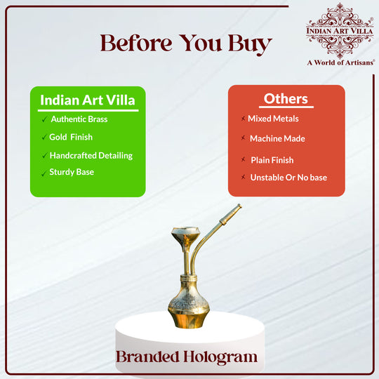 Gold Finish Designer Brass Mini Pocket Hookah Chillum for Home Decor