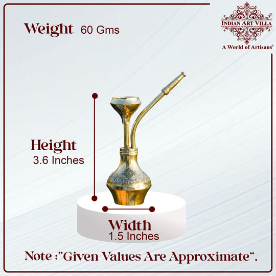 Gold Finish Designer Brass Mini Pocket Hookah Chillum for Home Decor