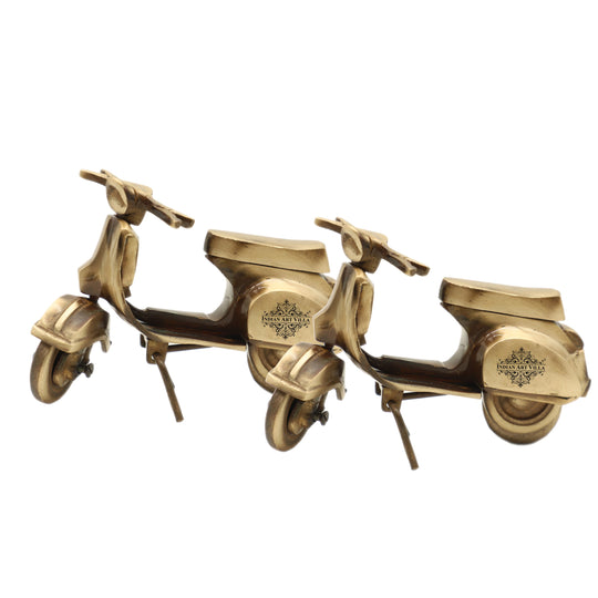 Handmade pure brass decorative scooter 9.5x14 cm full view — Indian Art Villa