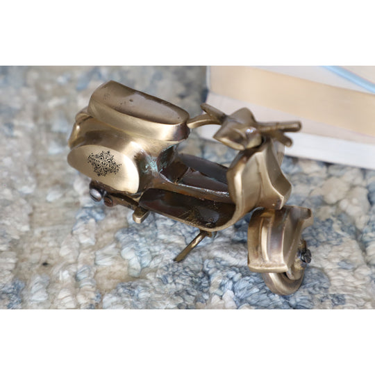 Pure brass decorative scooter 9.5x14 cm top view — Indian Art Villa