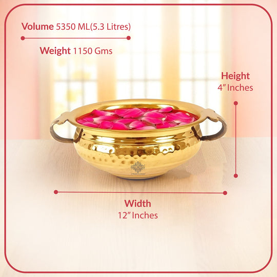 Pure Brass Hammered Design Urli/Decorative Bowl/Decorative Platter, Home Décor & Festive Item